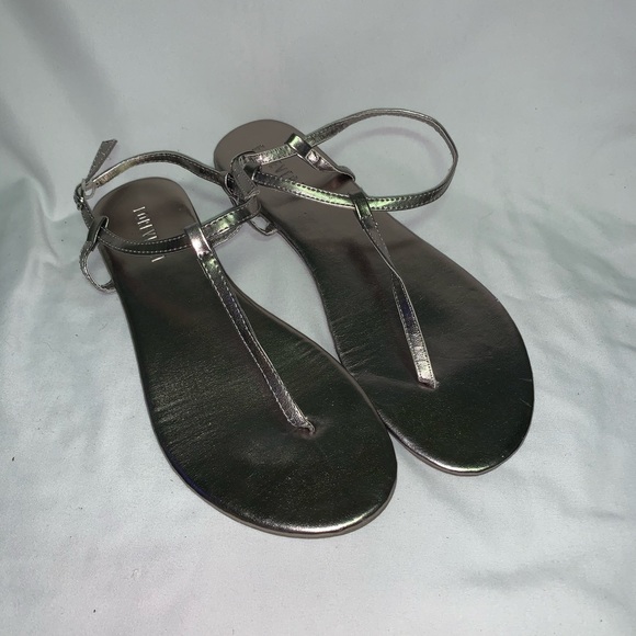 Pewter & Pink Flat Sandals - Picture 2 of 5